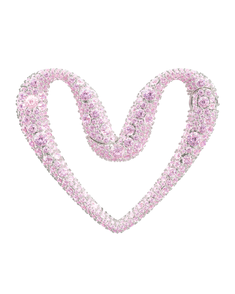 Drip Heart Temple Clasp Pink Large