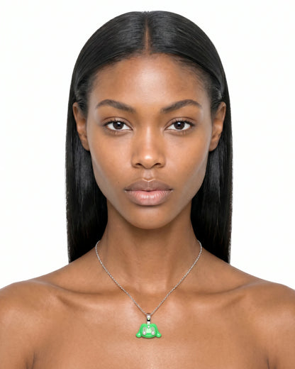 Buda Pendant — White Gold — Green — Mini