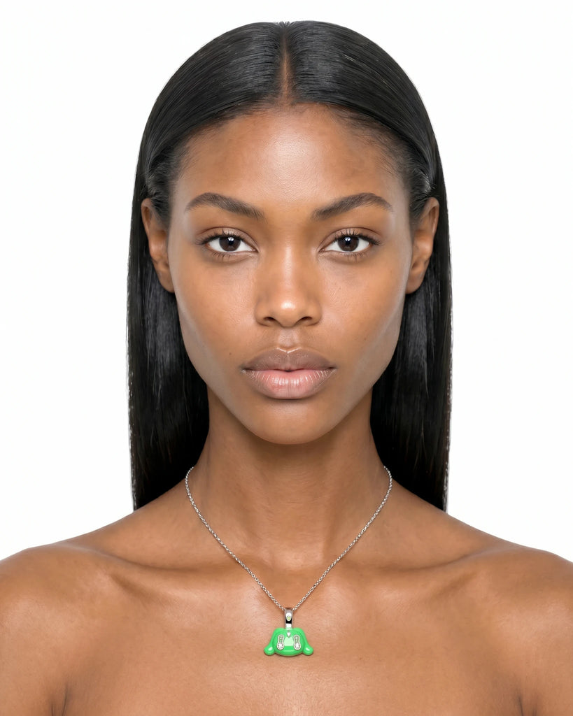 Buda Pendant — White Gold — Green — Mini