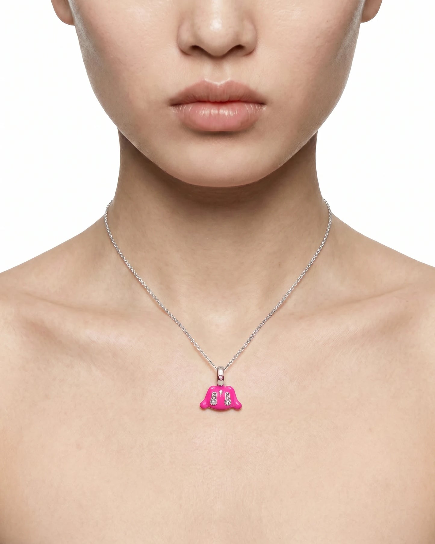Buda Pendant — White Gold — Pink — Mini