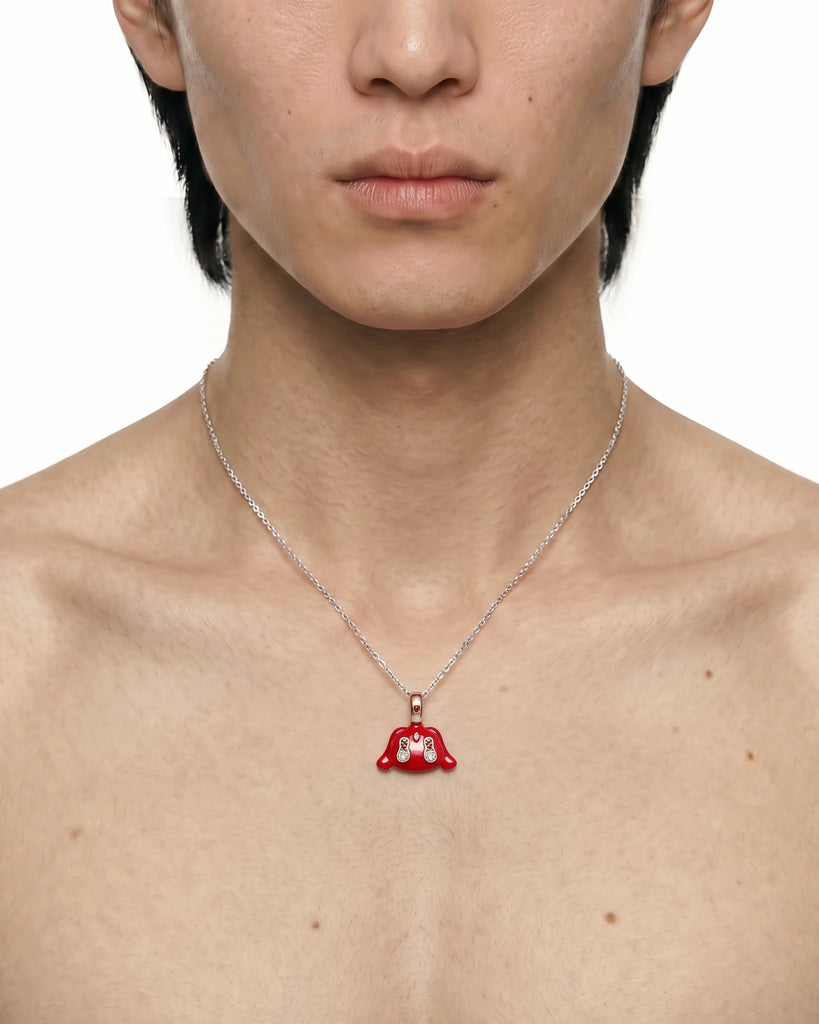Buda Pendant — White Gold — Red — Mini