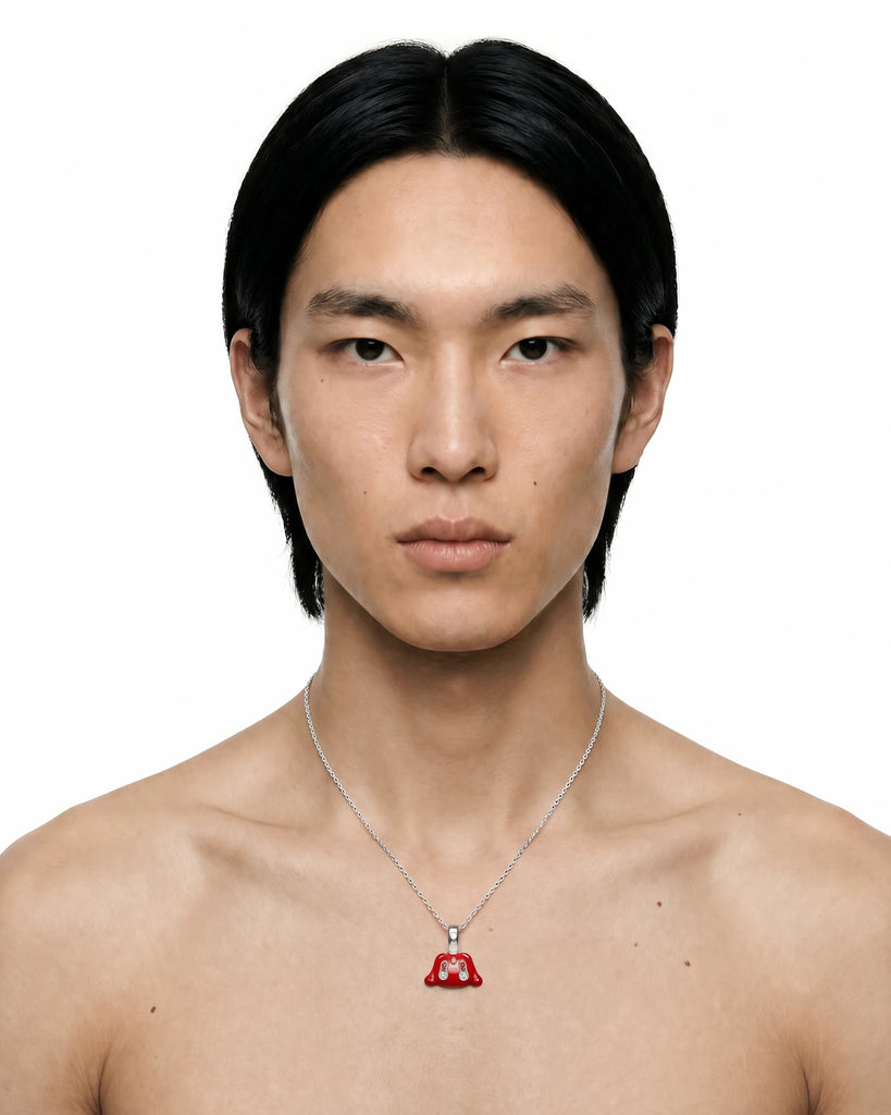 Buda Pendant — White Gold — Red — Mini