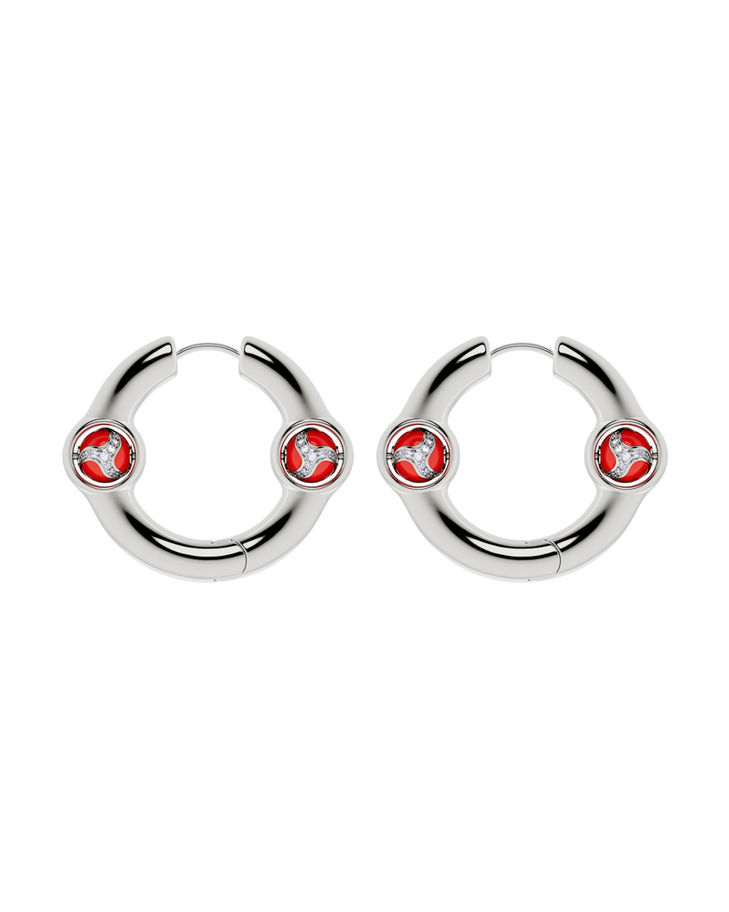 Portail de la joie Boucles d'oreilles Large-Rouge